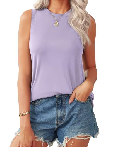 Zeagoo Damen Oberteile Basic Tank Tops Lila Frauen Shirt lang Sommer Shirts Top Lila l von Zeagoo