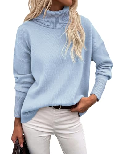 Zeagoo Damen Pullover Elegant Rollkragenpullover Casual Langarm Pulli Sweatershirt Einfarbig Feinstrick Strickpullover High Neck Basic Obertiele Top Herbst Winter Blau XXL Zeagoo Damen Pullover Elegant Rollkragenpullover Casual Langarm Pulli Sweatershirt Einfarbig Feinstrick Strickpullover High Neck Basic Obertiele Top Herbst Winter Blau XXL von Zeagoo
