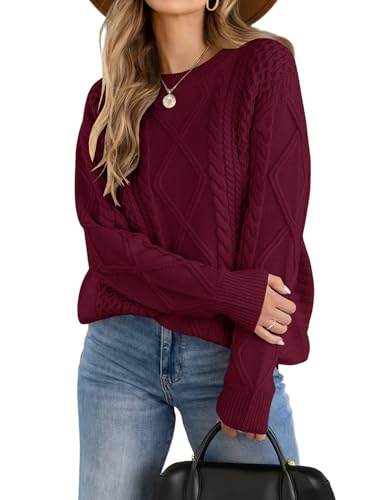 Zeagoo Damen Pullover Elegant Winter Langarm Lose Strickpullover Rundhalsausschnitt Sweaters Herbst Pulli Weinrot L Zeagoo Damen Pullover Elegant Winter Langarm Lose Strickpullover Rundhalsausschnitt Sweaters Herbst Pulli Weinrot L von Zeagoo