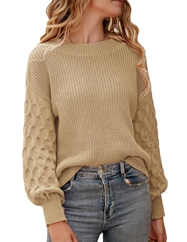 Zeagoo Damen Pullover Herbst Casual Locker Strickpullover Rundhals Winter Warme Pullover Grobstrick Langarmshirt Jumper XXL von Zeagoo