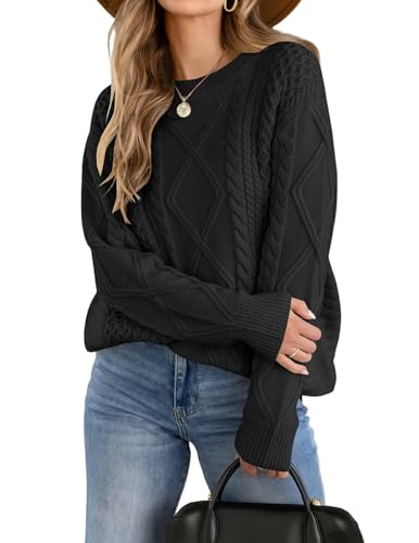Zeagoo Damen Pullover Herbst Langarm Strickpullover Rundhals Lässig Winter Pullover Strick Pulli Oberteile Schwarz XL Zeagoo Damen Pullover Herbst Langarm Strickpullover Rundhals Lässig Winter Pullover Strick Pulli Oberteile Schwarz XL von Zeagoo
