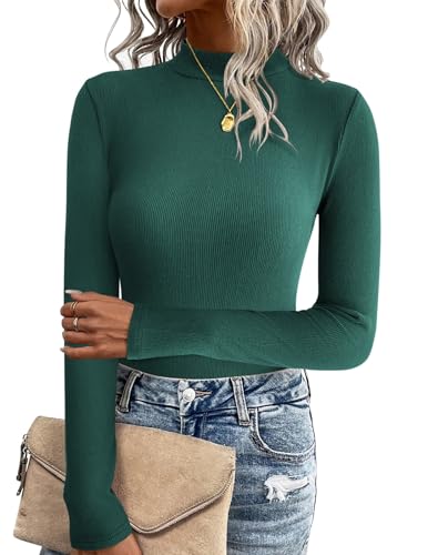 Zeagoo Damen Pullover Herbst Rollkragen Gerippt Slim Fit Dünn Pulli Langarmshirt Basic Oberteile Tunika Sweatshirt Elegant Winter Strickpullover Dunkelgrün XXL Zeagoo Damen Pullover Herbst Rollkragen Gerippt Slim Fit Dünn Pulli Langarmshirt Basic Oberteile Tunika Sweatshirt Elegant Winter Strickpullover Dunkelgrün XXL von Zeagoo