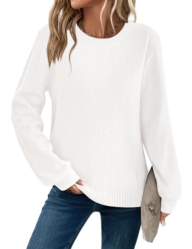 Zeagoo Damen Pullover Herbst Rundhals Pulli Langarm Strickpullover Casual Winterpullover Elegant Obertiele Warm Sweater Weiß M Zeagoo Damen Pullover Herbst Rundhals Pulli Langarm Strickpullover Casual Winterpullover Elegant Obertiele Warm Sweater Weiß M von Zeagoo