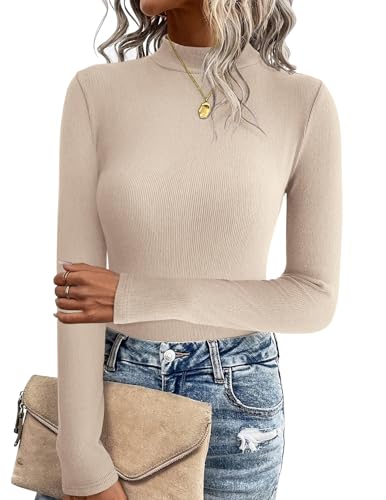 Zeagoo Damen Pullover Winter Strickpullover Langarm Pulli Sweatshirt mit Stehkragen Leicht Pullover Stretch Bluse Basic Tops Beige XXL Zeagoo Damen Pullover Winter Strickpullover Langarm Pulli Sweatshirt mit Stehkragen Leicht Pullover Stretch Bluse Basic Tops Beige XXL von Zeagoo