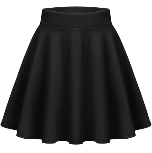 Zeagoo Damen Mini Rock Sommer Kurz Skater Rock Basic Solid Dehnbaren Skater Mini Rock Schwarz XXL von Zeagoo