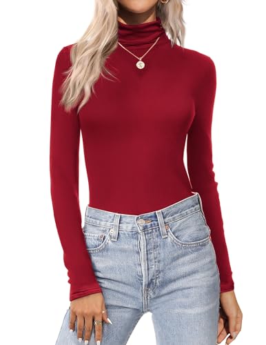 Zeagoo Damen Rollkragenshirt Long Sleeve Herbst Shirt Basic Tops Turtleneck Weich Slim Fit T-Shirt für Winter Tiefrot XXL Zeagoo Damen Rollkragenshirt Long Sleeve Herbst Shirt Basic Tops Turtleneck Weich Slim Fit T-Shirt für Winter Tiefrot XXL von Zeagoo