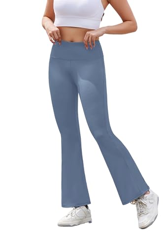 Zeagoo Damen Sporthose Bootcut High Waist Yogahose Stretch Flared Leggings Schlaghose Lang Elastisch Trainingshose Blau B S von Zeagoo