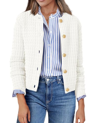 Zeagoo Damen Strickjacke Kurz Langarm Cardigan Rundhals Elegant Jacke Strick Open Front Sweater Herbst Winter Basic Casual Strickjacken Weiß L Zeagoo Damen Strickjacke Kurz Langarm Cardigan Rundhals Elegant Jacke Strick Open Front Sweater Herbst Winter Basic Casual Strickjacken Weiß L von Zeagoo