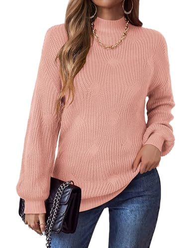 Zeagoo Damen Strickpullover Casual Pullover Langarm Elegant Gestrickt Pulli Rollkragenpullover Warm Winter Grobstrickpullover Hellrosa M Zeagoo Damen Strickpullover Casual Pullover Langarm Elegant Gestrickt Pulli Rollkragenpullover Warm Winter Grobstrickpullover Hellrosa M von Zeagoo