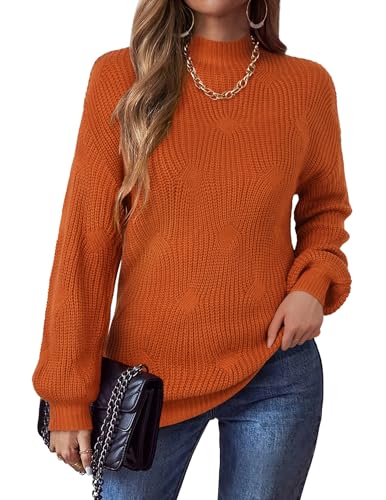 Zeagoo Pullover Damen Casual Rollkragenpullove Herbst Winter Strickpullover Langarm Elegant Turtleneck Gestrickt Obertiele Warm Pulli Karamellfarbe S von Zeagoo
