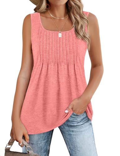 Zeagoo Damen Tank Top Ärmellose T Shirt Sommer Tanktops Casual Oberteile Tunika Weste Shirt Basic Cami Elegant Blusentops Rosa L von Zeagoo