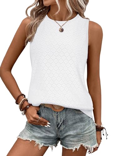 Zeagoo Damen Tank Tops Sommer Ärmellose Oberteile Basic Top Blusentop Lässige Weste Rundhals Bluse Shirt Weiß S von Zeagoo