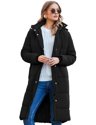 Zeagoo Damen Winterjacke Warme Jacke Lang Outdoorjacke Mit Kapuze Sportlicher Damen Steppmantel Parka Schwarz Xl von Zeagoo