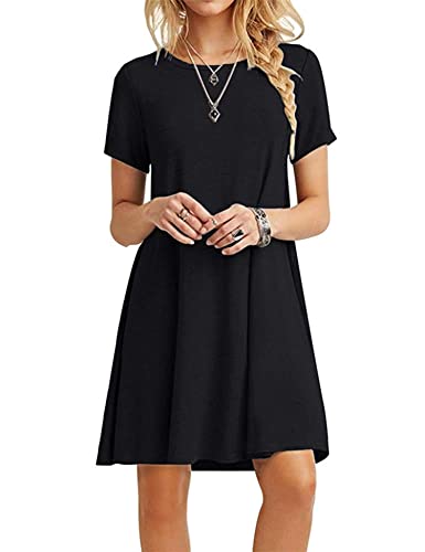 Zeagoo Frauen Kurzarm Tshirt Kleid Sommer Einfarbige Casual Kurzes Einfarbig Kleid Sommerkleid Strandkleid von Zeagoo