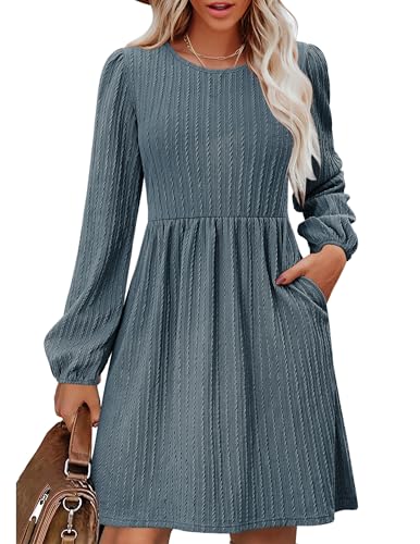 Zeagoo Herbstkleid Damen Langarm A-Linien Kleid Elegant Gestrickt Herbst Winter Kleider Pulloverkleid Knielang Strickkleid Graublau XXL Zeagoo Herbstkleid Damen Langarm A-Linien Kleid Elegant Gestrickt Herbst Winter Kleider Pulloverkleid Knielang Strickkleid Graublau XXL von Zeagoo