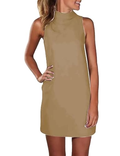 Zeagoo Kleider mit Rollkragen Sommerkleid Ärmellos Kleid Sommer T-Shirt Kleid Strandkleid Freizeitkleider Bequemer Casual Leicht von Zeagoo