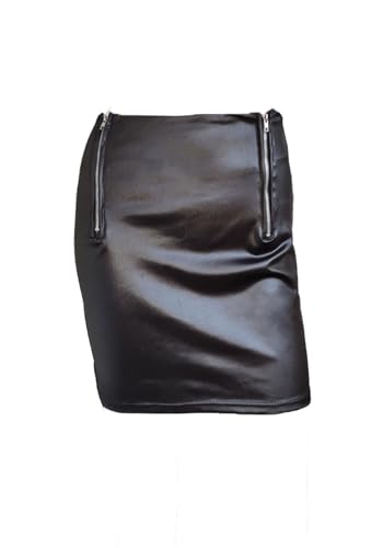 Zeagoo Lederrock Damen Rock High Waist A-Linie Enger Minirock Kurzer Bleistiftrock mit Reißverschlus Schwarz L von Zeagoo