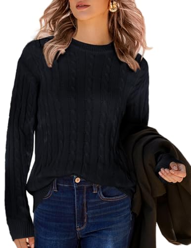 Zeagoo Pullover Damen Casual Strickpullover Winter Rundhals Lose Pulli Warm Outwear Pullover Oberteile Navy blau M von Zeagoo