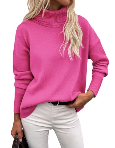 Zeagoo Pullover Damen Elegant Rollkragenpullover Warmer Herbstpulli Oversized Strickpullover Basic Lässig Pulli Langarm Oberteile Tops Rosa XXL Zeagoo Pullover Damen Elegant Rollkragenpullover Warmer Herbstpulli Oversized Strickpullover Basic Lässig Pulli Langarm Oberteile Tops Rosa XXL von Zeagoo