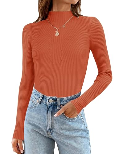 Zeagoo Pullover Damen Elegant Winter Rollkragenpullover Strickpullover Weich Feinstrick Sweater Business Langarm Pulli Oberteile Slim Fit Ocker XXL von Zeagoo