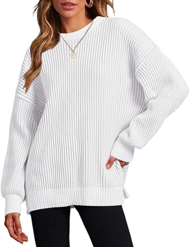 Zeagoo Pullover Damen Strickpullover Winter Pulli Rundhals Strickpulli Elegant Herbst Strick Oberteile Langarm Sweater Winterpullover Casual Lose Tops Weiß XL Zeagoo Pullover Damen Strickpullover Winter Pulli Rundhals Strickpulli Elegant Herbst Strick Oberteile Langarm Sweater Winterpullover Casual Lose Tops Weiß XL von Zeagoo