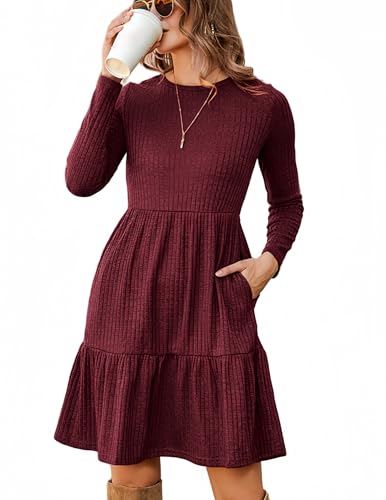 Zeagoo Pulloverkleid Damen Frühling Herbst Elegant Rundhals Strickkleid Casual Einfarbig Knielang A Linien Kleid Dünn Herbstkleid Weinrot M Zeagoo Pulloverkleid Damen Frühling Herbst Elegant Rundhals Strickkleid Casual Einfarbig Knielang A Linien Kleid Dünn Herbstkleid Weinrot M von Zeagoo