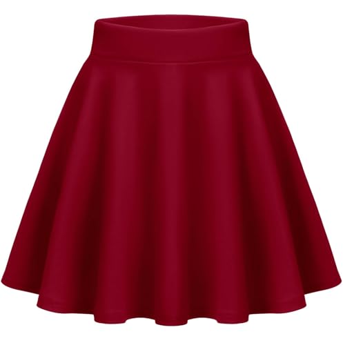 Zeagoo Damen Mädchen Hosenrock Hohe Taille Minirock Schule Tennis Rock High Waist Rock Kurz Tellerrock Weinrot L von Zeagoo