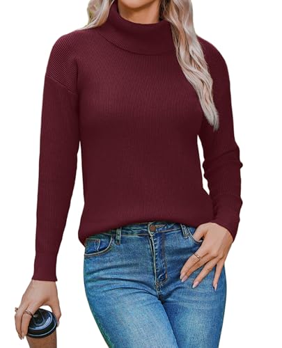 Zeagoo Rollkragenpullover Damen Pulli Langarm Langarmshirt Weihnachtspullover Basic Wollpullover High Neck Fleecepullover Herbst Oberteile Sweater Strickpulli Tops Dunkelrot S Zeagoo Rollkragenpullover Damen Pulli Langarm Langarmshirt Weihnachtspullover Basic Wollpullover High Neck Fleecepullover Herbst Oberteile Sweater Strickpulli Tops Dunkelrot S von Zeagoo
