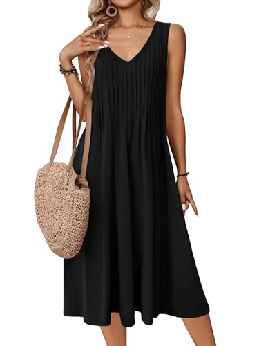 Zeagoo Damen Kleider Sommer Ärmelloses V-Ausschnitt Freizeitkleid Elegant Sommerkleider Lässig Tank Kleid Tunikakleid A Linie Midikleid mit Taschen Schwarz S Zeagoo Damen Kleider Sommer Ärmelloses V-Ausschnitt Freizeitkleid Elegant Sommerkleider Lässig Tank Kleid Tunikakleid A Linie Midikleid mit Taschen Schwarz S von Zeagoo