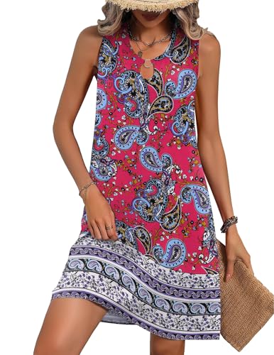 Zeagoo Sommerkleider Damen Knielang Elegant Sommerkleider Blumenmuster Flared Hem Kleider lässig Beach Minikleid von Zeagoo