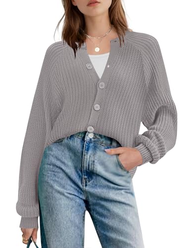 Zeagoo Strickjacke Damen Herbst Winter Kurz Elegant Rundhals Grobstrick Langarm Strick Cardigan Kuschelig Strickpullover Strickmode Casual Sweater Pullover Hellgrau XXL Zeagoo Strickjacke Damen Herbst Winter Kurz Elegant Rundhals Grobstrick Langarm Strick Cardigan Kuschelig Strickpullover Strickmode Casual Sweater Pullover Hellgrau XXL von Zeagoo