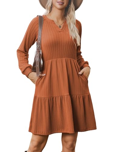 Zeagoo Strickkleid Langarm Kleider Damen Herbst Winter V-Ausschnitt Pulloverkleid A Linie Elegant Herbstkleid Geripptes Kleid Mit Taschen Braun XXL Zeagoo Strickkleid Langarm Kleider Damen Herbst Winter V-Ausschnitt Pulloverkleid A Linie Elegant Herbstkleid Geripptes Kleid Mit Taschen Braun XXL von Zeagoo