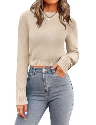 Zeagoo Strickpullover Damen Cropped Pullover Warmer Langarm Pulli Bequem Strick Winterpullover Casual Einfarbig Halbhohem Kragen Sweater Hellbraun S Zeagoo Strickpullover Damen Cropped Pullover Warmer Langarm Pulli Bequem Strick Winterpullover Casual Einfarbig Halbhohem Kragen Sweater Hellbraun S von Zeagoo