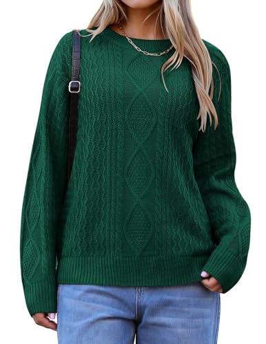 Zeagoo Strickpullover Damen Grobmaschig Herbst Winetr Warme Pullover Gestrickt Crew Neck Cable Knit Pulli Sweater XL von Zeagoo