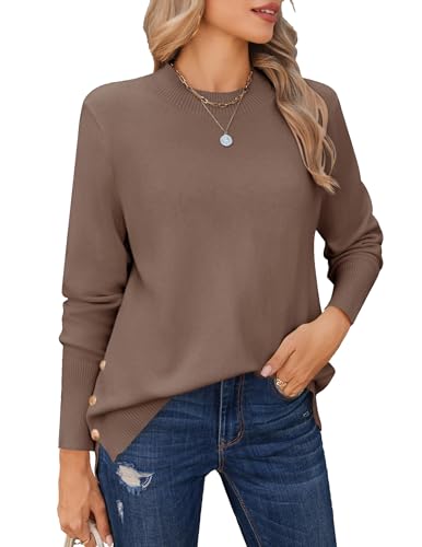 Zeagoo Strickpullover Damen Herbst Pullover Langarm Rundhals Strickpulli Winter Elegantes Oberteil Warm Knit Sweater mit Knöpfen Braun XL Zeagoo Strickpullover Damen Herbst Pullover Langarm Rundhals Strickpulli Winter Elegantes Oberteil Warm Knit Sweater mit Knöpfen Braun XL von Zeagoo