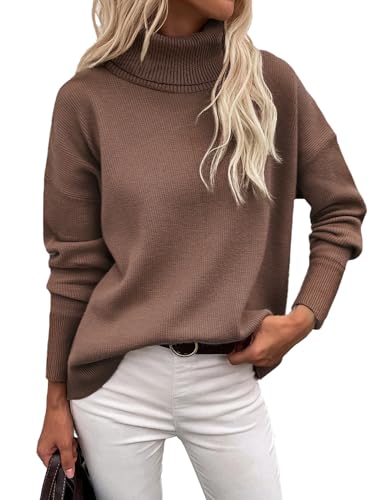 Zeagoo Strickpullover Damen Turtleneck Langarm Sweatshirt Oberteil Oversize Gestrickt Rollkragenpulli Tops Rollkragenshirt Casual Einfarbig Wollpullover Herbst Winter Braun XXL Zeagoo Strickpullover Damen Turtleneck Langarm Sweatshirt Oberteil Oversize Gestrickt Rollkragenpulli Tops Rollkragenshirt Casual Einfarbig Wollpullover Herbst Winter Braun XXL von Zeagoo