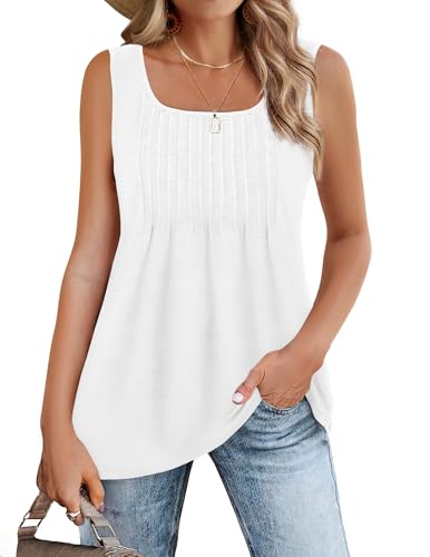 Zeagoo Tank Top Damen Ärmellos Sommer Oberteile Lässige Tanktops Casual T Shirt Basic Cami Elegant Weste Shirt Tunika Blusentop Weiß S von Zeagoo
