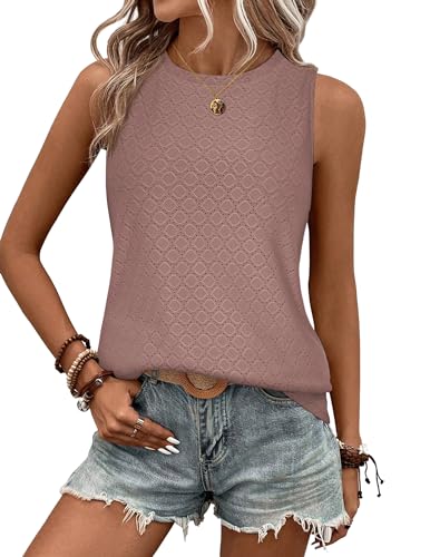 Zeagoo Tank Top Damen Bügelfrei Ärmellose Blusen Sommer Lässiges Basic Oberteile Rosa S von Zeagoo