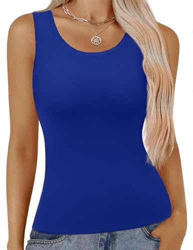 Zeagoo Tank Tops Damen Sommer Ärmellose Oberteile Gerippte Basic Top Slim Fit Shirts Casual Rundhals Tanktops Stretch Camisole Elegant Tunika Blusentop Einfarbig Navy XS Zeagoo Tank Tops Damen Sommer Ärmellose Oberteile Gerippte Basic Top Slim Fit Shirts Casual Rundhals Tanktops Stretch Camisole Elegant Tunika Blusentop Einfarbig Navy XS von Zeagoo