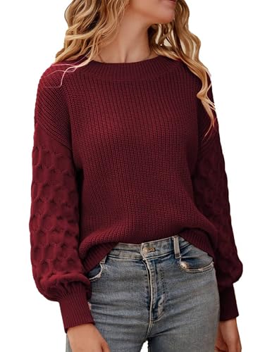 Zeagoo Winter Pullover Damen Elegant Basic Langarm Strickpullover Rundhals Loose Fit Sweater Longpullover Strick Pulli M von Zeagoo