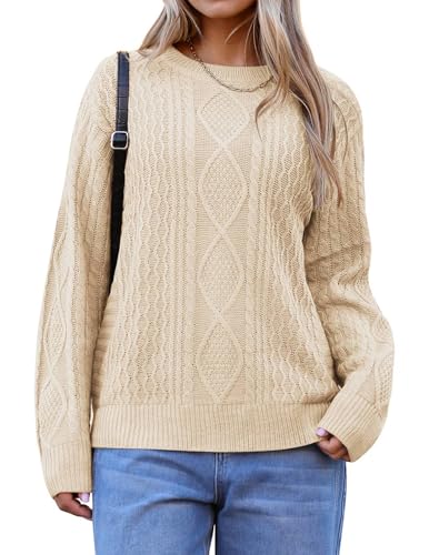 Zeagoo Winter Pullover Damen Warm klassischer Rundhalsausschnitt Bequem Leichter Pullover Strickpullover Langarmshirt M von Zeagoo