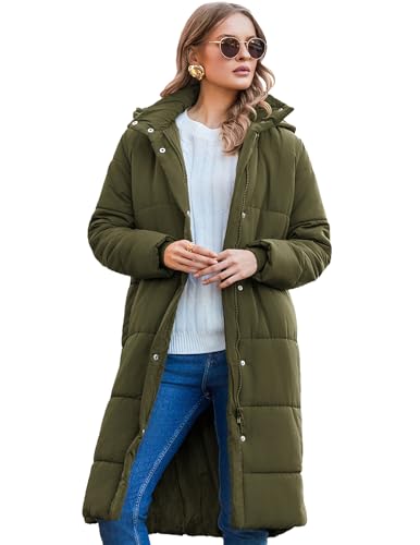 Zeagoo Winterjacke Damen Winter Jacke Lang Parka Mantel Steppjacke Steppmantel Wintermantel Mit Kapuze Armeegrün L von Zeagoo