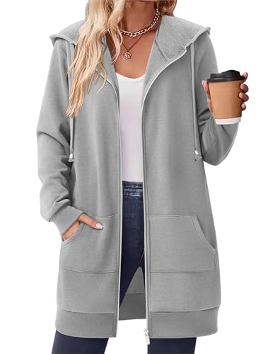 Zeagoo Women Casual Zip up Fleece Hoodies Tunic Sweatshirt Long Hoodie Jacket von Zeagoo