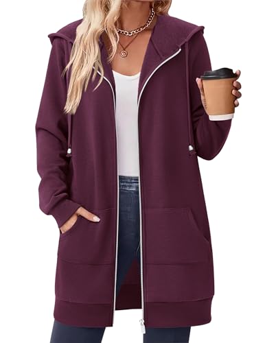 Zeagoo Women Casual Zip up Fleece Hoodies Tunic Sweatshirt Long Hoodie Jacket von Zeagoo