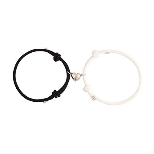 Zeayebsr 1 Paar Anpassen Magnetische Paare Armband Set Gegenseitige Anziehung Seil Am besten passende Armbänder für geflochtene passende Armbänder Geschenk für Frauen Männer (Schwarz+Weiß) von Zeayebsr
