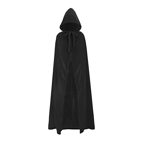 Zeayebsr 1pc Halloween schwarz mit Kapuze Umhang Hexe Cosplay Zubehör Erwachsene Kinder Kostüm Maskerade, Halloween, Familienfeier von Zeayebsr