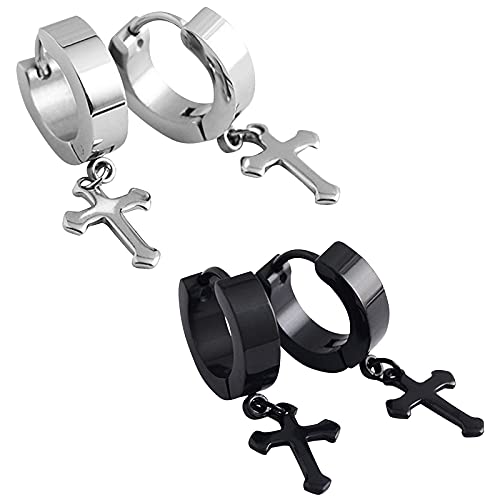 Zeayebsr 2 Paar Herren Damen Multicolor Kreuz Anhänger Ohrringe von Zeayebsr