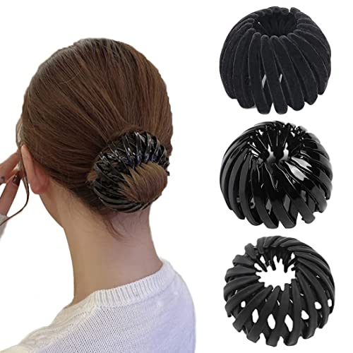 Zeayebsr 3 Stück große Haarspangen, Retro-Vogelnest-Haarspangen, Kunststoff-Krallen-Clips,rutschfeste Haarspangen, dicke Haarspangen, große Haarspangen, Damen, Mädchen, Haarschmuck（Schwarz） von Zeayebsr