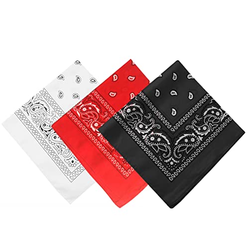 Zeayebsr 3-teilige Bandanas Bandanas für Damen und Herren Rot, Weiß, Schwarz, Stoff, Bandana, Halstuch, quadratischer Schal, farbig von Zeayebsr