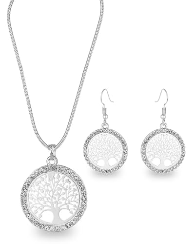 Zeayebsr Baum des Lebens Halskette für Frauen Edelstahl Gold Farbe Clear Zirkon Runde Anhänger Hals Ketten Familie Baum Mode Charme Luxus Schmuck Hochzeit,Mit 1 Paar silbernen Lebensbaum-Ohrringen Zeayebsr Baum des Lebens Halskette für Frauen Edelstahl Gold Farbe Clear Zirkon Runde Anhänger Hals Ketten Familie Baum Mode Charme Luxus Schmuck Hochzeit,Mit 1 Paar silbernen Lebensbaum-Ohrringen von Zeayebsr